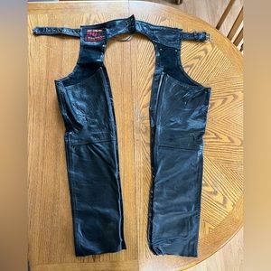 Hot Leather Black Leather Biker Chaps